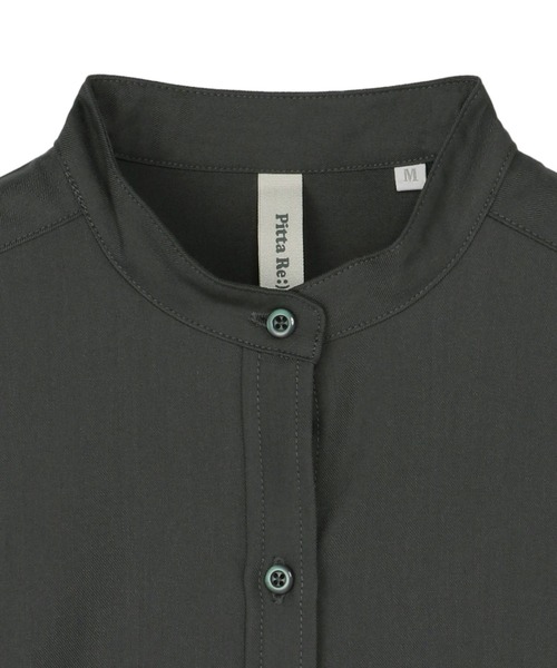 TOKYO SHIRTS(トウキョウシャツ)の「ウールライク スタンド レディース長袖カジュアルシャツ(シャツ/ブラウス・レディース・グレー/ブラック/オリーブ/オフホワイト・M/L/LL)」の14枚目の写真