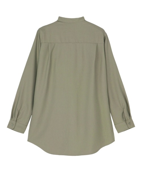 TOKYO SHIRTS(トウキョウシャツ)の「ウールライク スタンド レディース長袖カジュアルシャツ(シャツ/ブラウス・レディース・グレー/ブラック/オリーブ/オフホワイト・M/L/LL)」の17枚目の写真