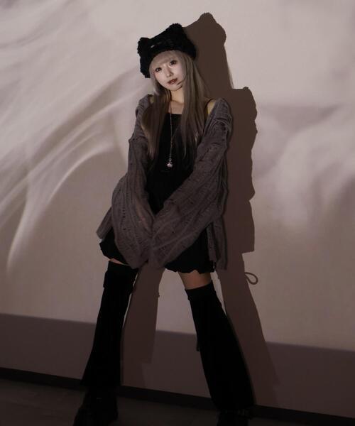 Whinny（ホワイニー）の「Whinny/あみあみ蜘蛛の巣ニット（パーカー