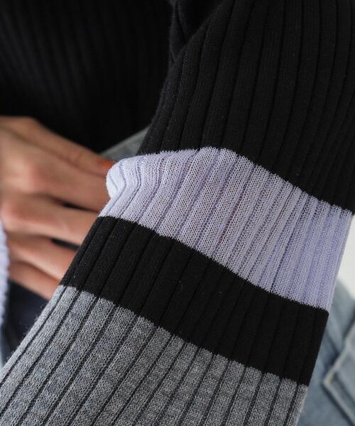 OPAQUE.CLIP（オペークドットクリップ）の「◆《Oggi掲載》配色フレアースリーブニット【洗濯機洗い可】（ニット/セーター・レディース・チャコール/ブラック系4/ネイビー系4・36/38/40）」の11枚目の写真