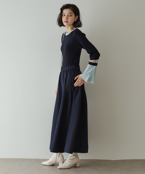 OPAQUE.CLIP（オペークドットクリップ）の「◆《Oggi掲載》配色フレアースリーブニット【洗濯機洗い可】（ニット/セーター・レディース・チャコール/ブラック系4/ネイビー系4・36/38/40）」の14枚目の写真