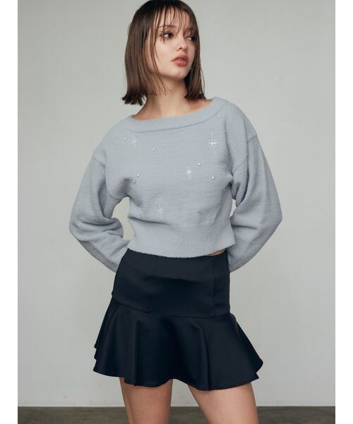 EMODA(エモダ)の「ミニフレアスカート(スカート・レディース・グレー/ブラック・MEDIUM/SMALL)」の5枚目の写真