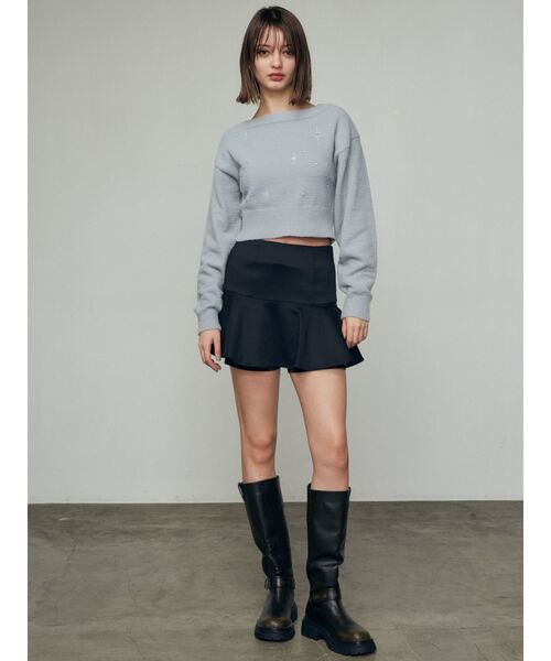 EMODA(エモダ)の「ミニフレアスカート(スカート・レディース・グレー/ブラック・MEDIUM/SMALL)」の6枚目の写真