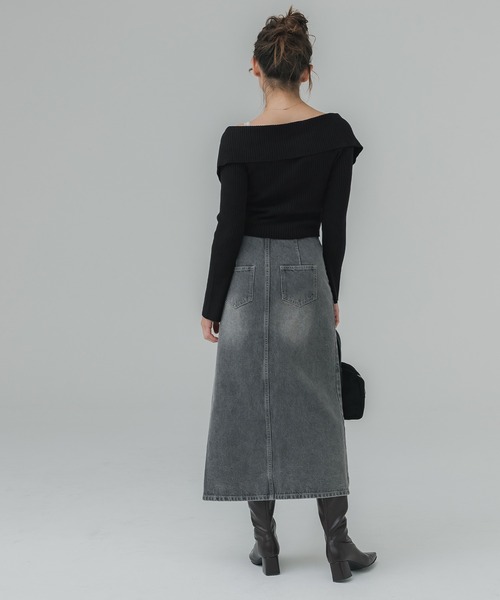 coca(coca)(コカ)の「【WEB限定セール】ジップアップ オフショルダーリブニットトップス(ニット/セーター・レディース・ブラック/アイボリー・S/M/L)」の7枚目の写真