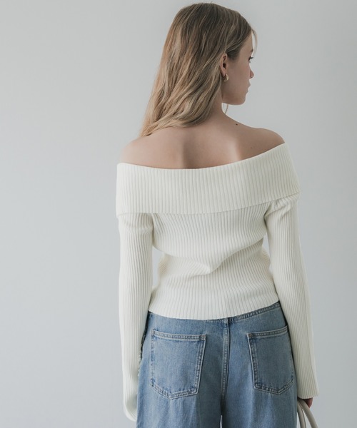 coca(coca)(コカ)の「【WEB限定セール】ジップアップ オフショルダーリブニットトップス(ニット/セーター・レディース・ブラック/アイボリー・S/M/L)」の13枚目の写真