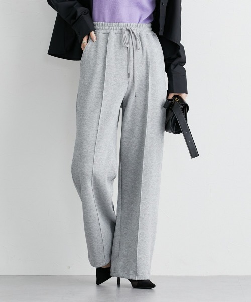 nissen（ニッセン）の「ドロストワイドパンツ（スウェットパンツ・レディース・ブラック/杢グレー・S/M/L/LL）」の2枚目の写真