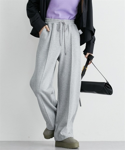 nissen（ニッセン）の「ドロストワイドパンツ（スウェットパンツ・レディース・ブラック/杢グレー・S/M/L/LL）」の3枚目の写真