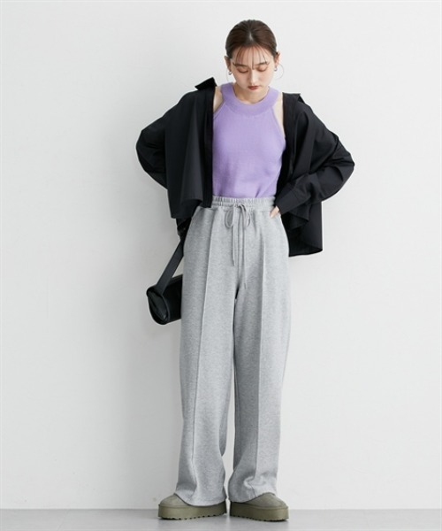 nissen（ニッセン）の「ドロストワイドパンツ（スウェットパンツ・レディース・ブラック/杢グレー・S/M/L/LL）」の4枚目の写真