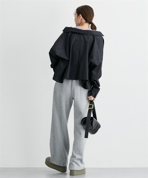 nissen（ニッセン）の「ドロストワイドパンツ（スウェットパンツ・レディース・ブラック/杢グレー・S/M/L/LL）」の5枚目の写真