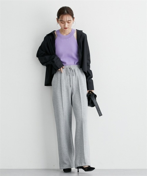 nissen（ニッセン）の「ドロストワイドパンツ（スウェットパンツ・レディース・ブラック/杢グレー・S/M/L/LL）」の11枚目の写真