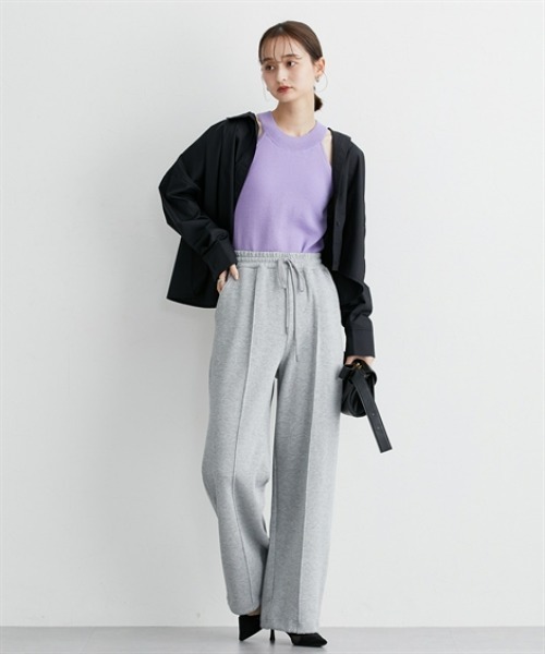 nissen（ニッセン）の「ドロストワイドパンツ（スウェットパンツ・レディース・ブラック/杢グレー・S/M/L/LL）」の12枚目の写真