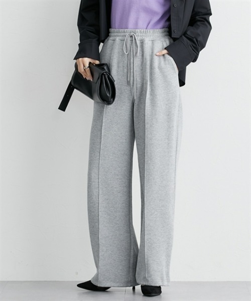 nissen（ニッセン）の「ドロストワイドパンツ（スウェットパンツ・レディース・ブラック/杢グレー・S/M/L/LL）」の6枚目の写真