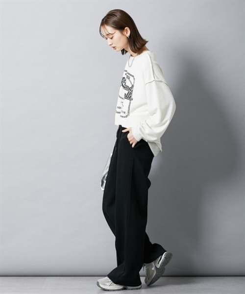 nissen（ニッセン）の「ドロストワイドパンツ（スウェットパンツ・レディース・ブラック/杢グレー・S/M/L/LL）」の15枚目の写真