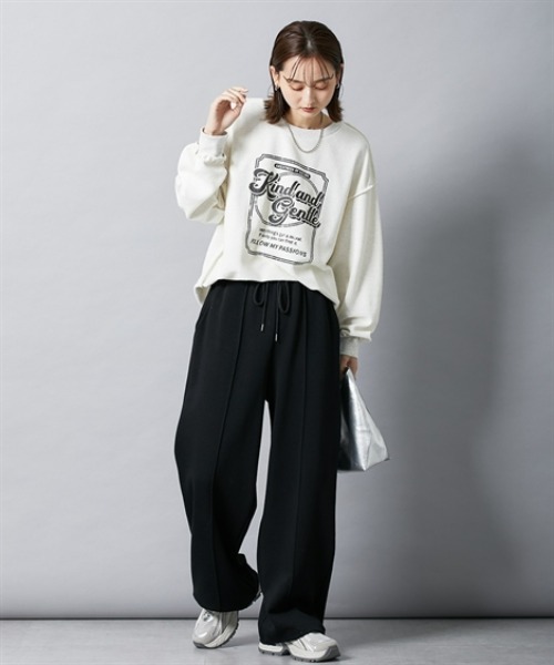 nissen（ニッセン）の「ドロストワイドパンツ（スウェットパンツ・レディース・ブラック/杢グレー・S/M/L/LL）」の16枚目の写真