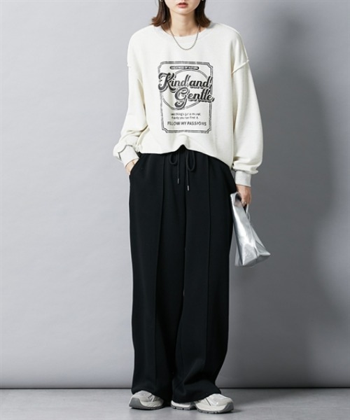 nissen（ニッセン）の「ドロストワイドパンツ（スウェットパンツ・レディース・ブラック/杢グレー・S/M/L/LL）」の17枚目の写真