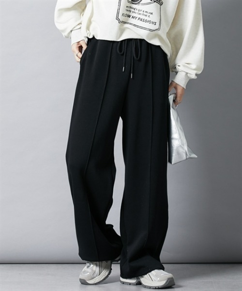 nissen（ニッセン）の「ドロストワイドパンツ（スウェットパンツ・レディース・ブラック/杢グレー・S/M/L/LL）」の14枚目の写真