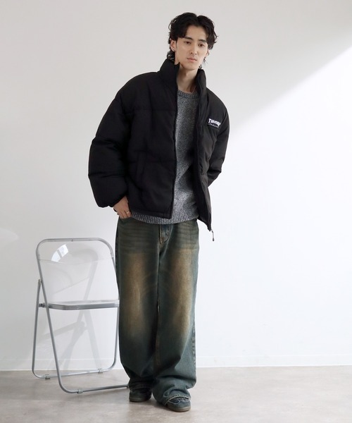 THRASHER(スラッシャー)の「【THRASHER/スラッシャー】コットンライク タイプライター / 中綿ジャケット 別注(ダウンジャケット/コート・メンズ・ブラック/アイボリー・L/XL/M)」の8枚目の写真
