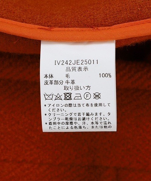 INVERTERE（インバーティア）の「INVERTERE / インバーティア：DUFFLE COAT REGULAR FIT：IV242JE25011[MUS]（ダッフルコート・メンズ・オレンジ・38）」の9枚目の写真