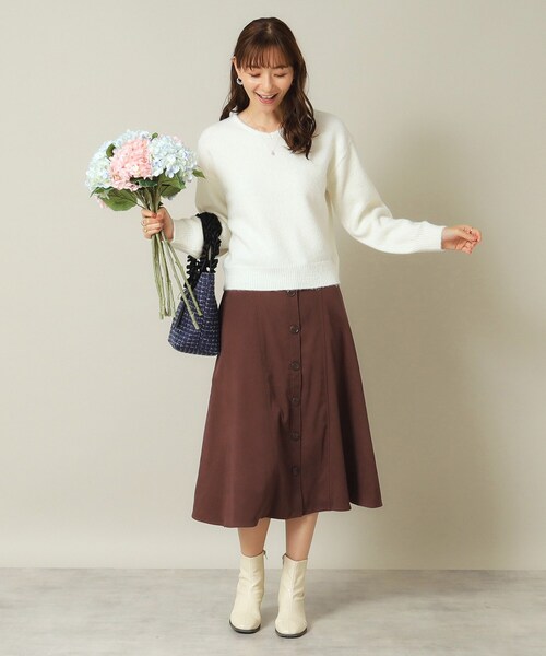 ITS'DEMO（イッツデモ）の「◆【後ろウエストゴム／手洗い可】フロントボタンスカート（スカート・レディース・ダークブラウン/ブルー/ネイビー/ベージュ・00）」の7枚目の写真