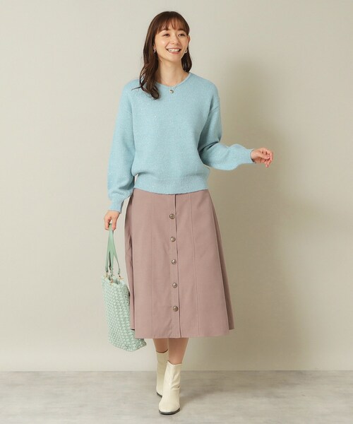 ITS'DEMO（イッツデモ）の「◆【後ろウエストゴム／手洗い可】フロントボタンスカート（スカート・レディース・ダークブラウン/ブルー/ネイビー/ベージュ・00）」の10枚目の写真