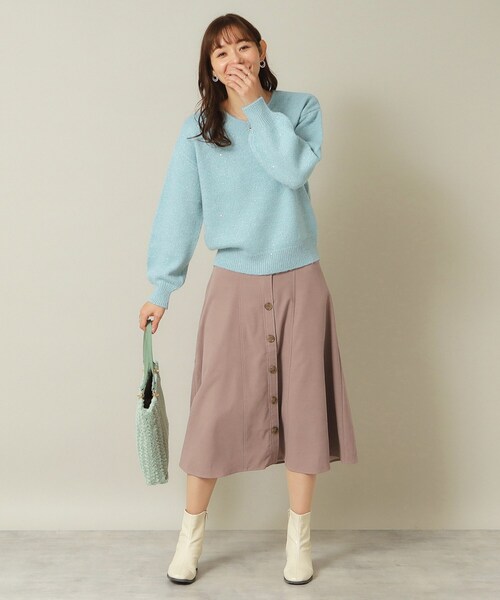 ITS'DEMO（イッツデモ）の「◆【後ろウエストゴム／手洗い可】フロントボタンスカート（スカート・レディース・ダークブラウン/ブルー/ネイビー/ベージュ・00）」の11枚目の写真