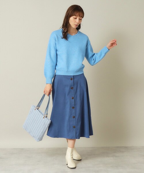 ITS'DEMO（イッツデモ）の「◆【後ろウエストゴム／手洗い可】フロントボタンスカート（スカート・レディース・ダークブラウン/ブルー/ネイビー/ベージュ・00）」の14枚目の写真