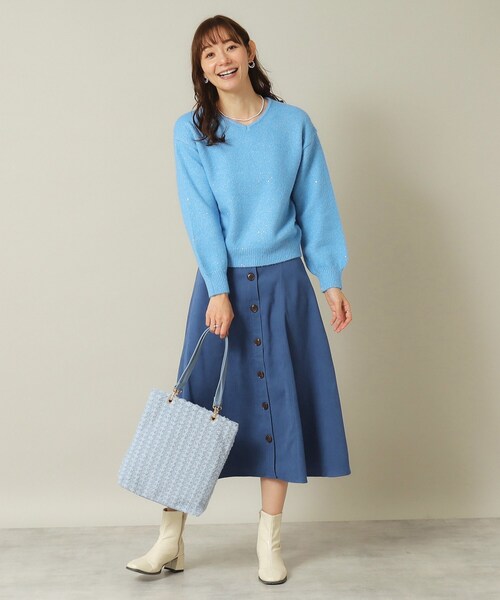 ITS'DEMO（イッツデモ）の「◆【後ろウエストゴム／手洗い可】フロントボタンスカート（スカート・レディース・ダークブラウン/ブルー/ネイビー/ベージュ・00）」の15枚目の写真