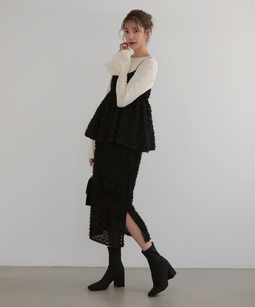 MERAKI（メラキ）の「フラワーモチーフタイトスカート（スカート・レディース・ホワイト/ブラック・S/M）」の5枚目の写真