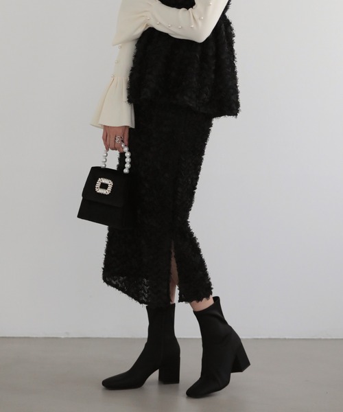 MERAKI（メラキ）の「フラワーモチーフタイトスカート（スカート・レディース・ホワイト/ブラック・S/M）」の7枚目の写真