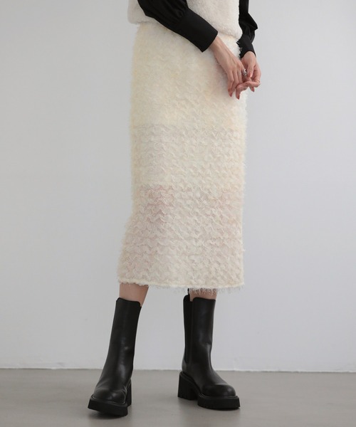 MERAKI（メラキ）の「フラワーモチーフタイトスカート（スカート・レディース・ホワイト/ブラック・S/M）」の8枚目の写真