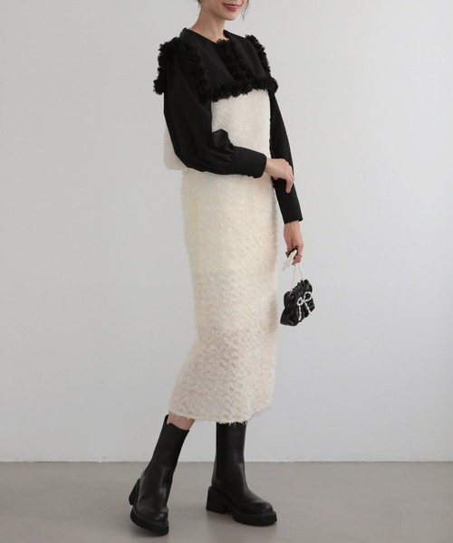 MERAKI（メラキ）の「フラワーモチーフタイトスカート（スカート・レディース・ホワイト/ブラック・S/M）」の12枚目の写真