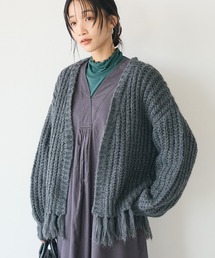 フリンジニットカーディガン