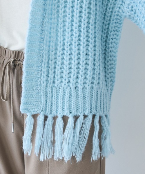 CRAFT STANDARD BOUTIQUE（クラフトスタンダードブティック）の「フリンジニットカーディガン（カーディガン/ボレロ・レディース・アイボリー/サックスブルー/チャコールグレー/パープル・FREE）」の14枚目の写真