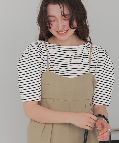 titivate（ティティベイト）の「フォルムスリーブ5分袖カットソー（Tシャツ/カットソー・レディース・レッド/ホワイト系その他/ホワイト/ブラック/イエロー系その他/ブルー系その他・M/S）」の3枚目の写真
