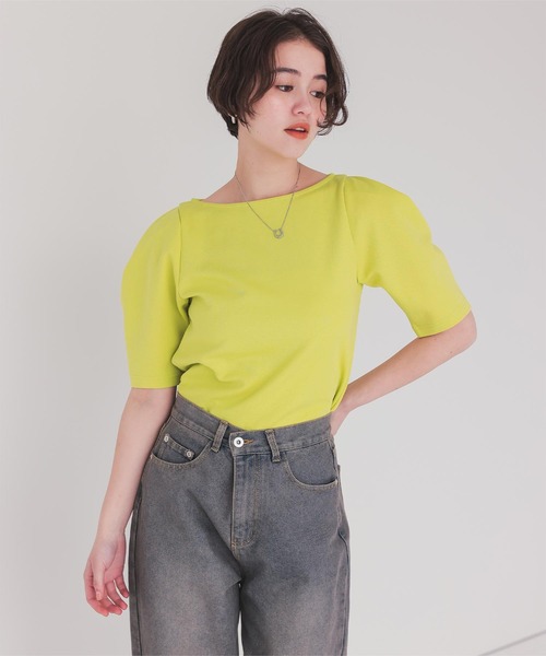 titivate（ティティベイト）の「フォルムスリーブ5分袖カットソー（Tシャツ/カットソー・レディース・レッド/ホワイト系その他/ホワイト/ブラック/イエロー系その他/ブルー系その他・M/S）」の5枚目の写真