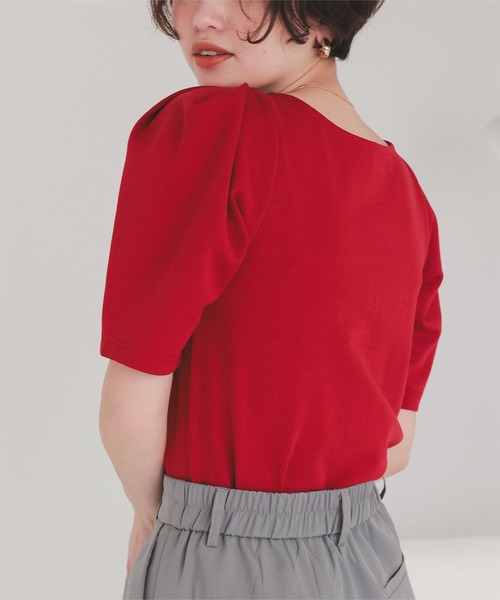 titivate（ティティベイト）の「フォルムスリーブ5分袖カットソー（Tシャツ/カットソー・レディース・レッド/ホワイト系その他/ホワイト/ブラック/イエロー系その他/ブルー系その他・M/S）」の6枚目の写真