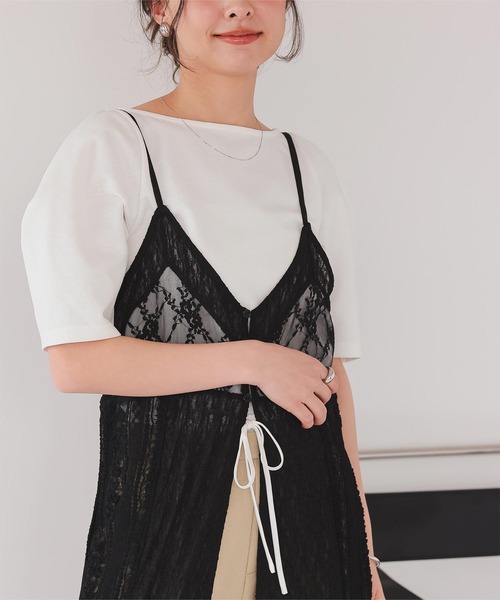 titivate（ティティベイト）の「フォルムスリーブ5分袖カットソー（Tシャツ/カットソー・レディース・レッド/ホワイト系その他/ホワイト/ブラック/イエロー系その他/ブルー系その他・M/S）」の2枚目の写真