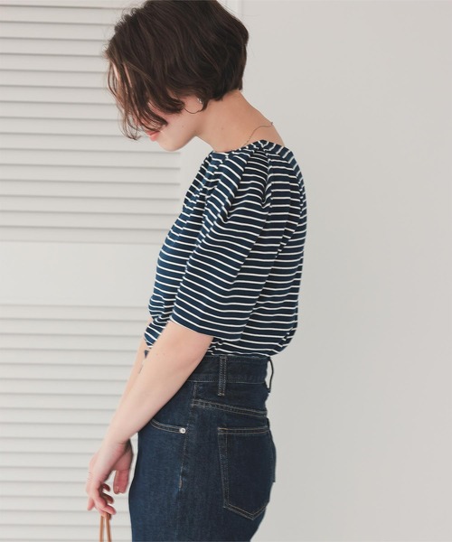 titivate（ティティベイト）の「フォルムスリーブ5分袖カットソー（Tシャツ/カットソー・レディース・レッド/ホワイト系その他/ホワイト/ブラック/イエロー系その他/ブルー系その他・M/S）」の17枚目の写真