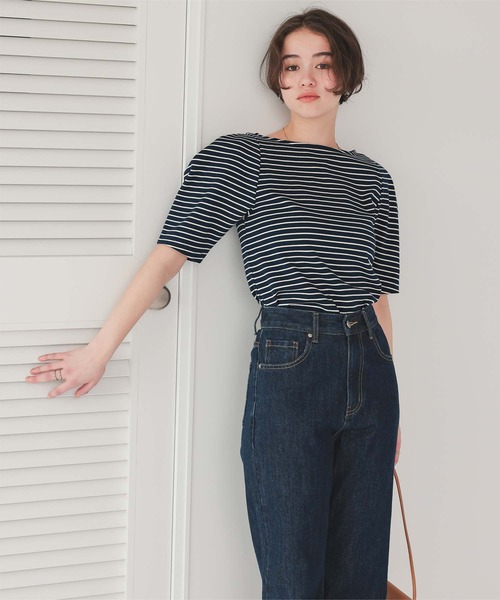 titivate（ティティベイト）の「フォルムスリーブ5分袖カットソー（Tシャツ/カットソー・レディース・レッド/ホワイト系その他/ホワイト/ブラック/イエロー系その他/ブルー系その他・M/S）」の14枚目の写真