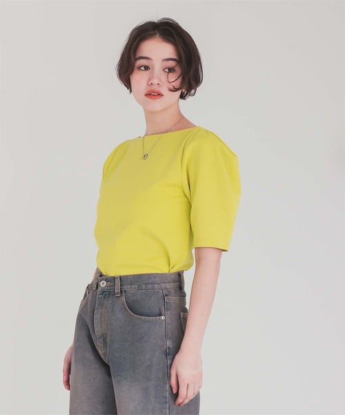 titivate（ティティベイト）の「フォルムスリーブ5分袖カットソー（Tシャツ/カットソー・レディース・レッド/ホワイト系その他/ホワイト/ブラック/イエロー系その他/ブルー系その他・M/S）」の22枚目の写真