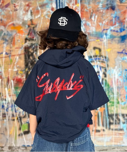 GROOVY COLORS（グルービーカラーズ）の「Nylon Taffeta Anorak Hoodie（ナイロンジャケット・キッズ・ネイビー・140/130）」の4枚目の写真