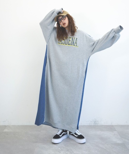 niko and...（ニコアンド）の「【MODE NORM CORE】裏毛ダンガリーマキシワンピース（ワンピース・レディース・ネイビー/オフホワイト/グレー・MEDIUM/LARGE）」の11枚目の写真