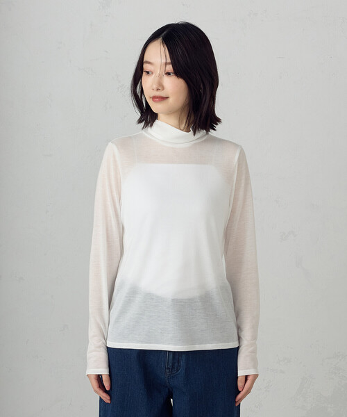COMME CA ISM(コムサイズム)の「ニュアンス シアー ハイネックカットソー(Tシャツ/カットソー・レディース・ホワイト/ブラック・MEDIUM/LARGE)」の8枚目の写真