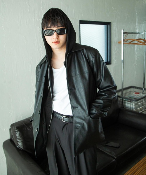 セール】【White Line】 フェイクレザー カーコート / ジャケット