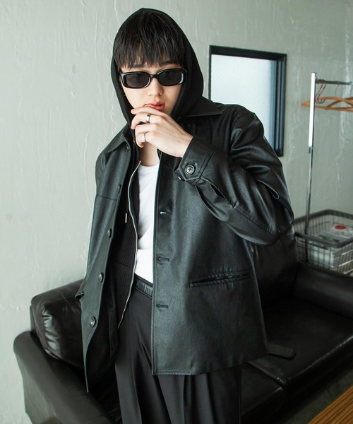 セール】【White Line】 フェイクレザー カーコート / ジャケット