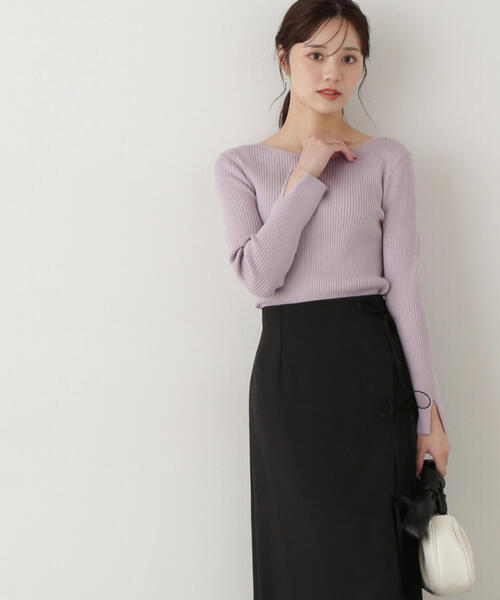 PROPORTION BODY DRESSING（プロポーションボディドレッシング）の「ボートネックリブニット / 1215170203（ニット/セーター・レディース・ホワイト系その他/パープル/オフホワイト・MEDIUM/SMALL）」の7枚目の写真