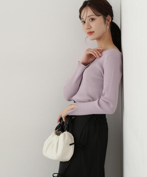 PROPORTION BODY DRESSING（プロポーションボディドレッシング）の「ボートネックリブニット / 1215170203（ニット/セーター・レディース・ホワイト系その他/パープル/オフホワイト・MEDIUM/SMALL）」の8枚目の写真