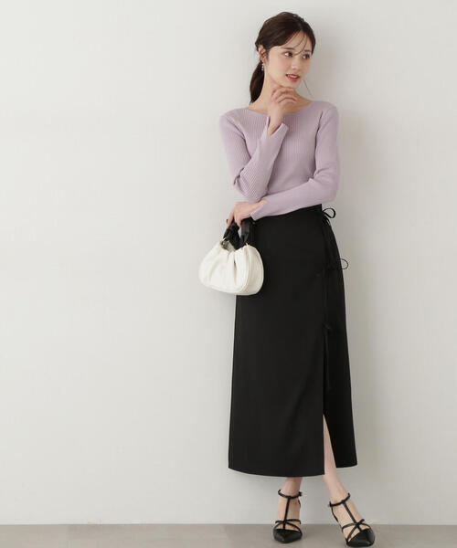 PROPORTION BODY DRESSING（プロポーションボディドレッシング）の「ボートネックリブニット / 1215170203（ニット/セーター・レディース・ホワイト系その他/パープル/オフホワイト・MEDIUM/SMALL）」の9枚目の写真