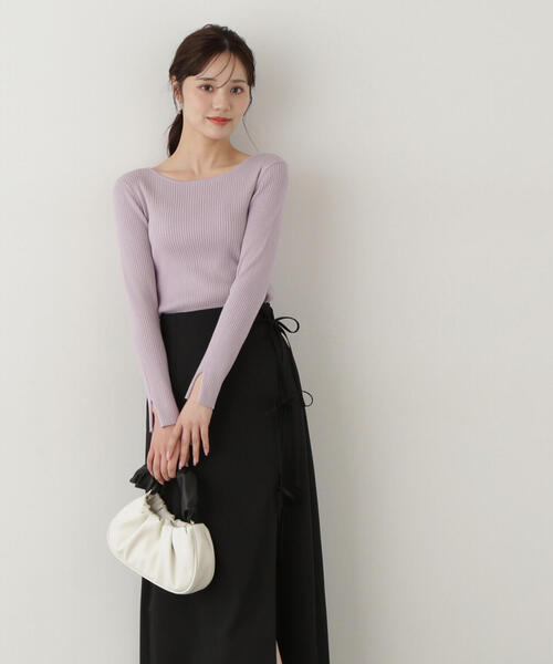 PROPORTION BODY DRESSING（プロポーションボディドレッシング）の「ボートネックリブニット / 1215170203（ニット/セーター・レディース・ホワイト系その他/パープル/オフホワイト・MEDIUM/SMALL）」の10枚目の写真