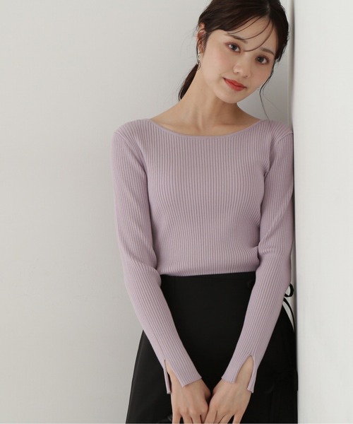 PROPORTION BODY DRESSING（プロポーションボディドレッシング）の「ボートネックリブニット / 1215170203（ニット/セーター・レディース・ホワイト系その他/パープル/オフホワイト・MEDIUM/SMALL）」の3枚目の写真